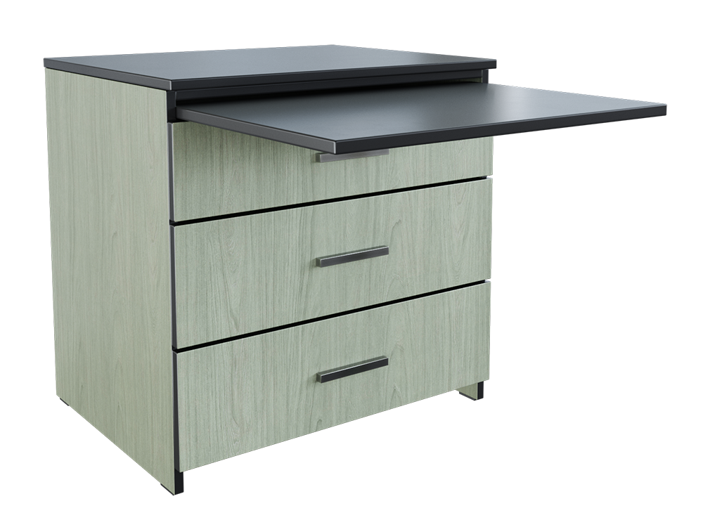 Contempo Alternative Workspace: 3 Equal Drawer Chest w\/Pull-Out Work Surface, 30"W